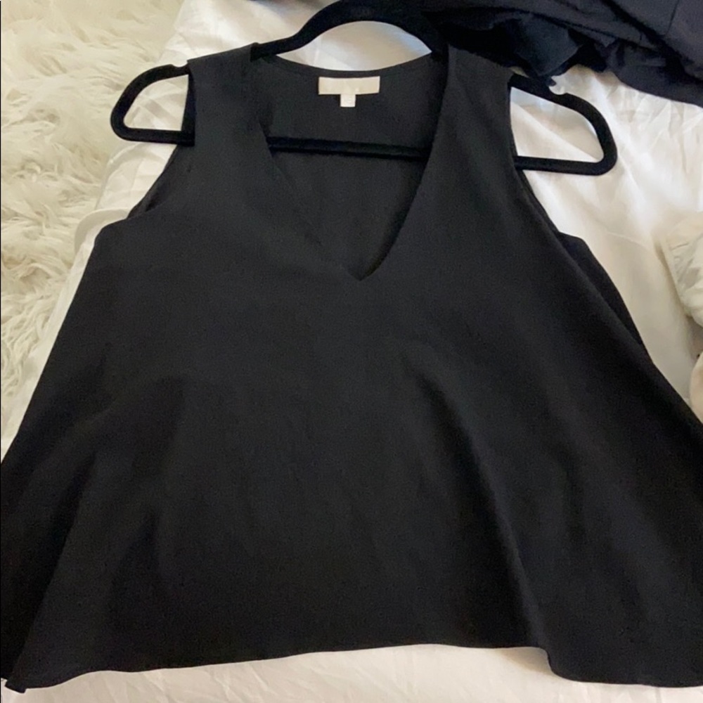 Low Cut Assymetrical Black Blouse